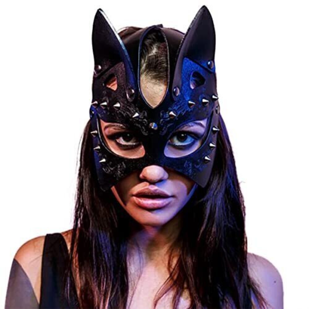 5235 Leather Masks Bunny Mask Leather Cat Rabbit Mask Masquerade Party Half